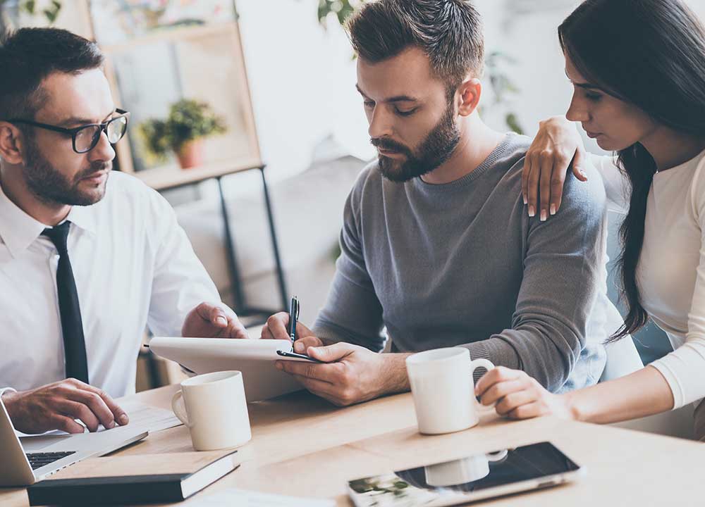 Local business owners meeting customers